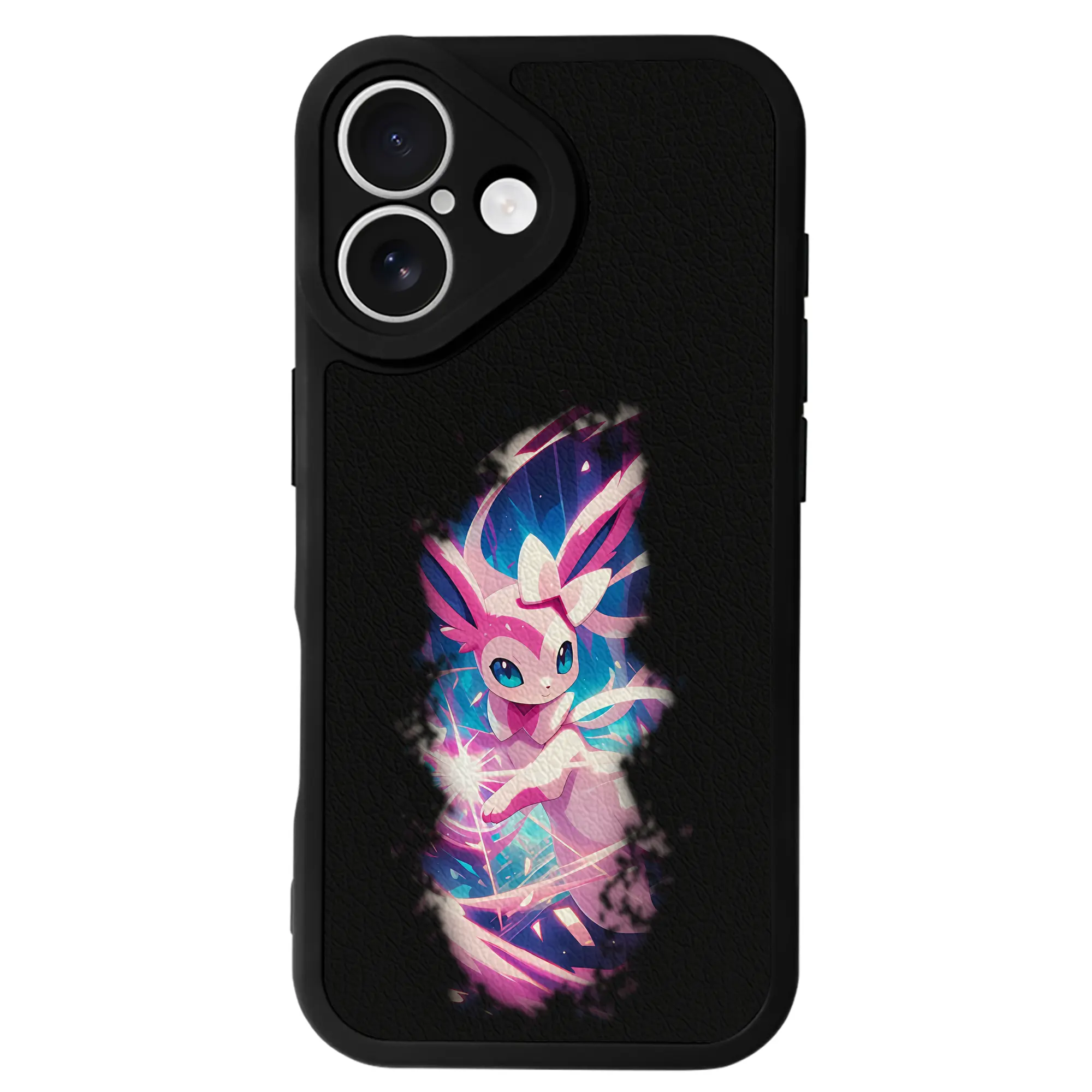 ポケモン グッズ,ニンフィア - IPhone 16シリーズ対応 ・ シリコンスマホケース ・ レザー調 ・ 高精度フィット ・ 耐衝撃 ・ ワイヤレス充電対応 ・ 精密カット